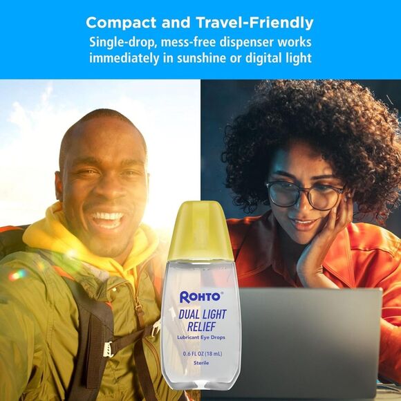 Rohto Dual Light Relief Cooling Lubricant Eye Drops, 0.6 fl oz, Dry Eye Relief - Picture 4 of 7